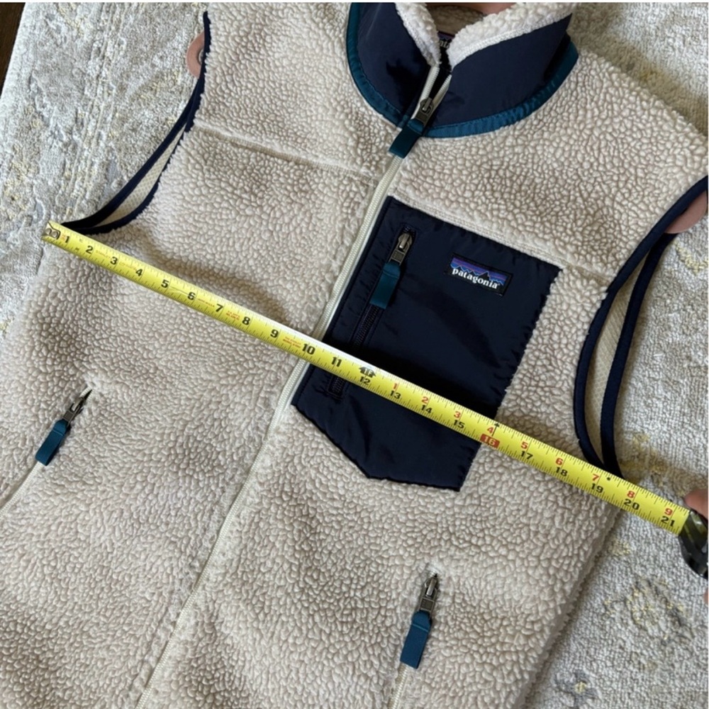 Patagonia Retro X Vest Off-White and Dark Blue Fleece Vest